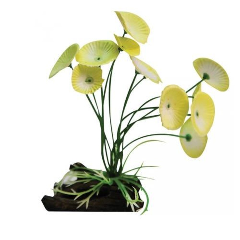 Aqua One Plastic Plant Narcissus W/ Log Base Small