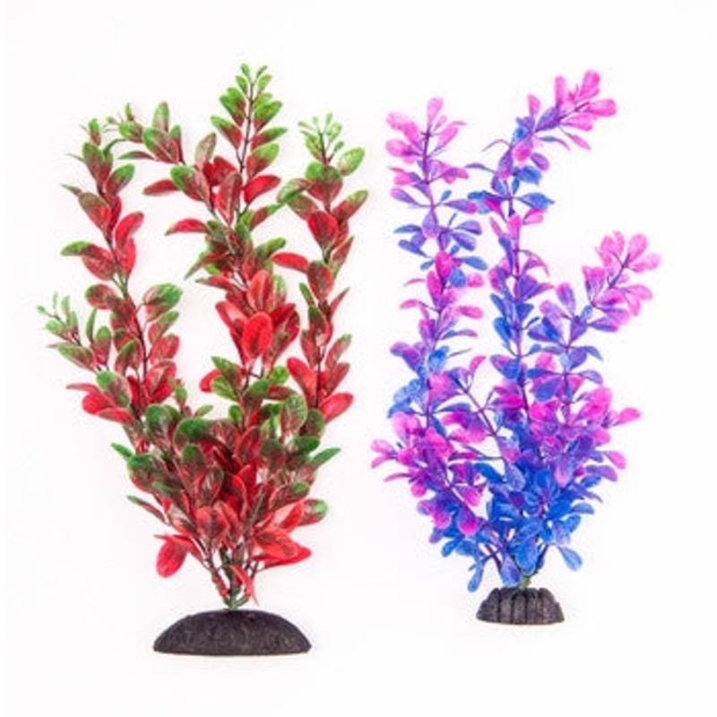 Aquatop Green/Red Plant & Purple/Pink Plant 10″ 2 Pack