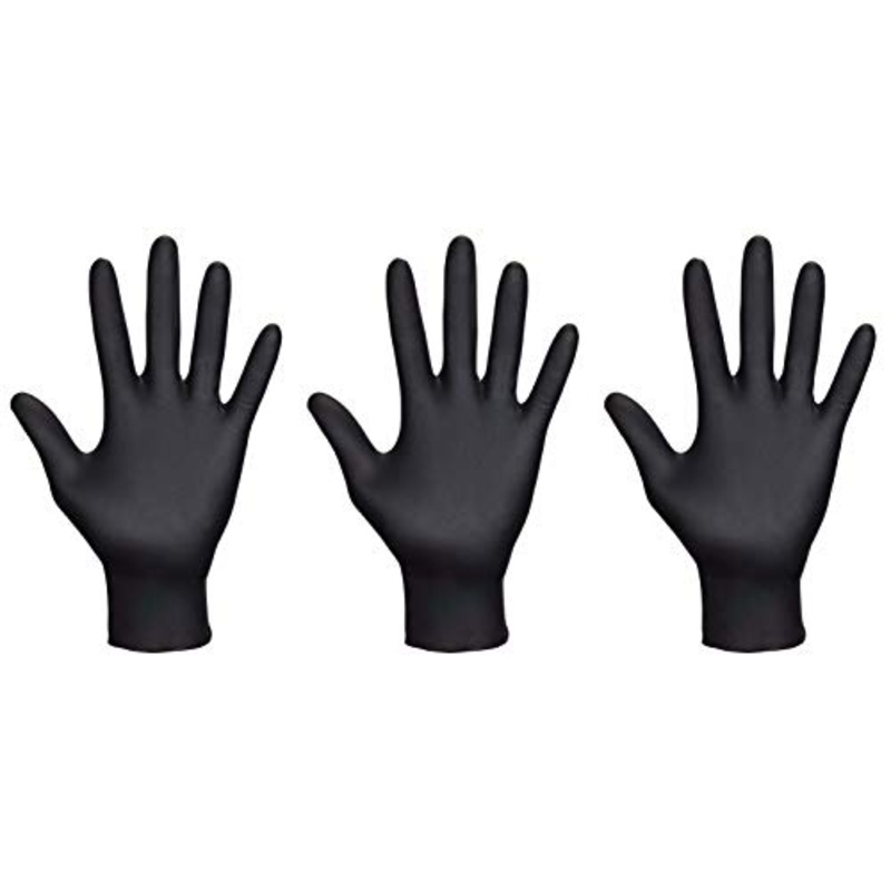 SAS Safety 66518 Raven Powder-Free Disposable Black Nitrile 6 Mil Gloves, Large, 100 Gloves by Weight – 3 Pack