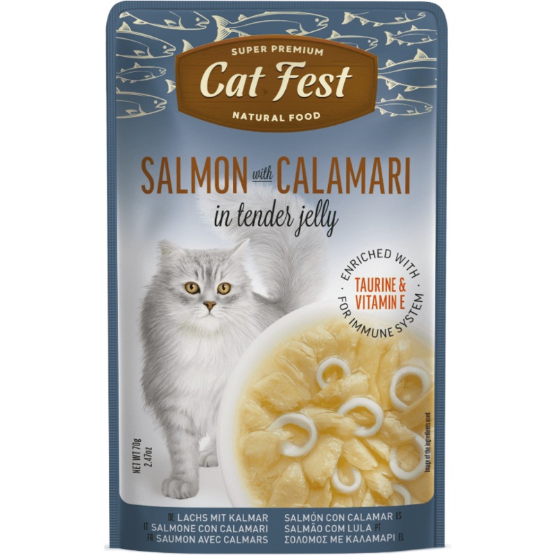 Cat Fest Salmon with Calamari in Jelly 70gr