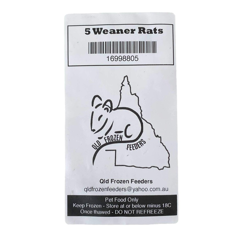 Frozen Feeder Rat – Weaner – 5 Pack – Frozen Food – In store Pick Up Only