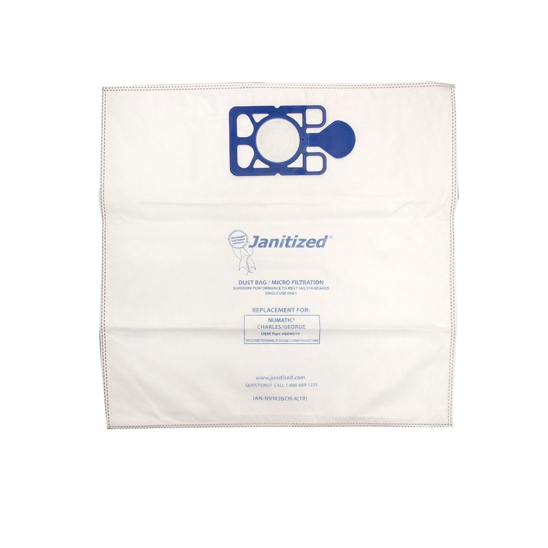 #JAN-NVM2BCH-4 – High Efficiency Premium Replacement Commercial Vacuum Bag (Case of 100) – For Nacecare and Numatic Charles/George, 300 Series