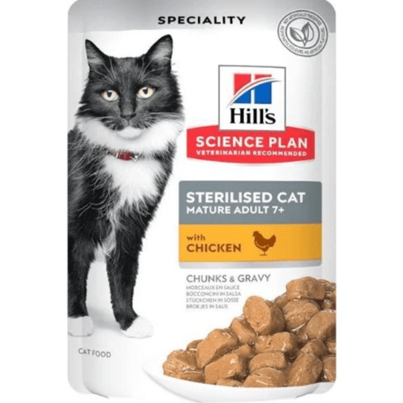 Hills Science Plan Sterilized Mature Chicken Pouch 12x85gr