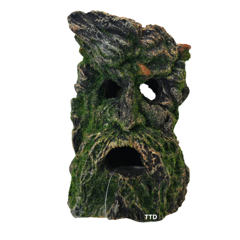Aquatopia Tree Stump Face with Moss Ornament