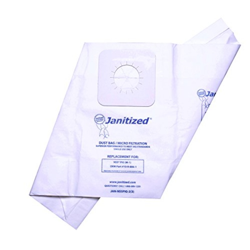 Janitized JAN-NSSPIG-2(3) Premium Replacement Commercial Vacuum Bag, for NSS M-1″Pig” Portable Vacuum Cleaners (12-3 Packs)