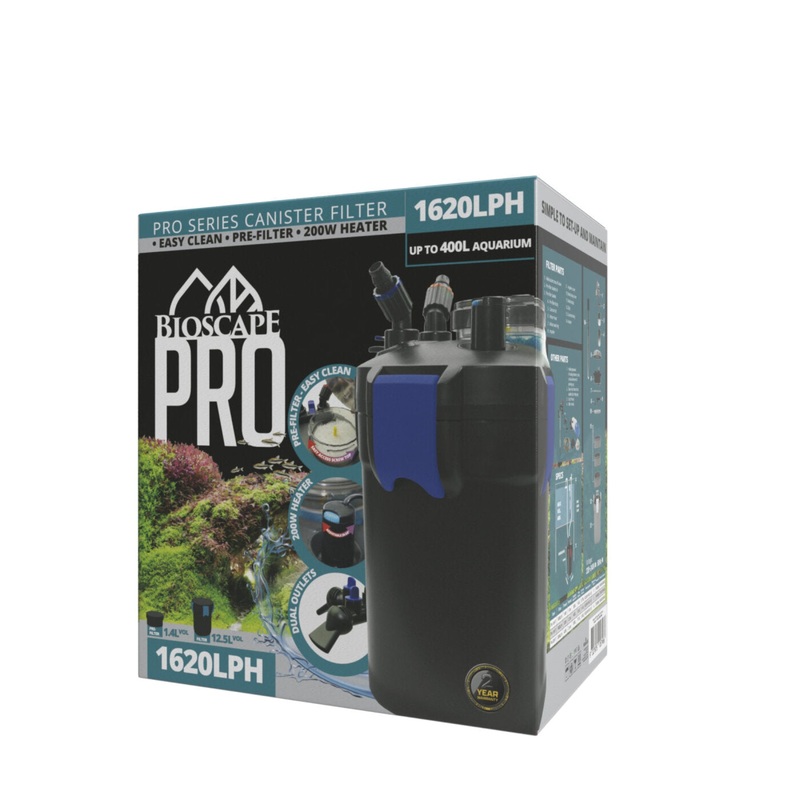 Bioscape PRO ‘Easy Clean’ Canister Filter with Heater 1620lph