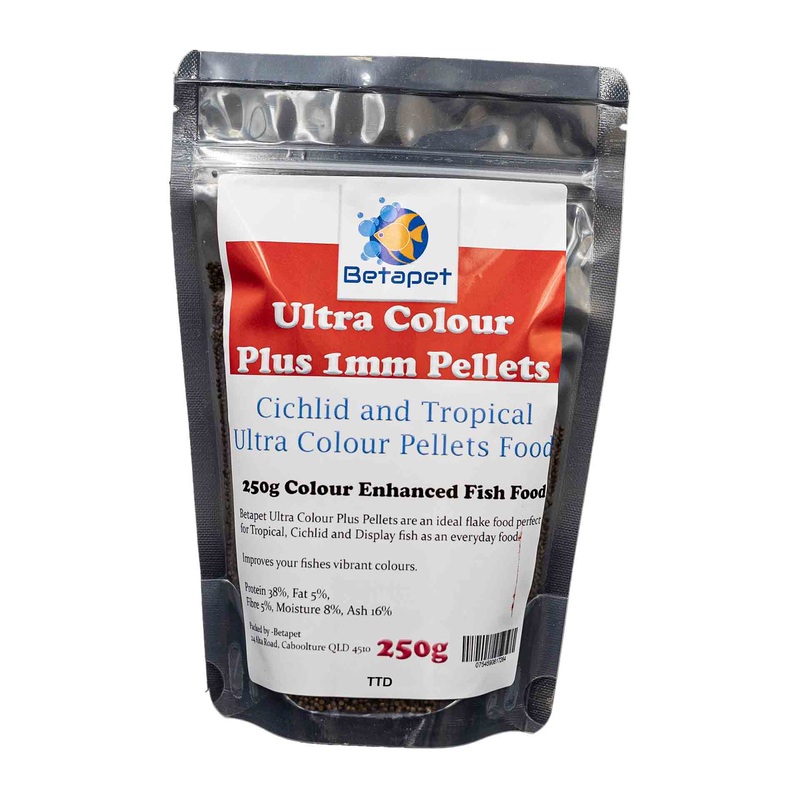 Betapet Ultra Colour Plus Pellets 1mm 250g Colour Enhancing Pellets Fish Food