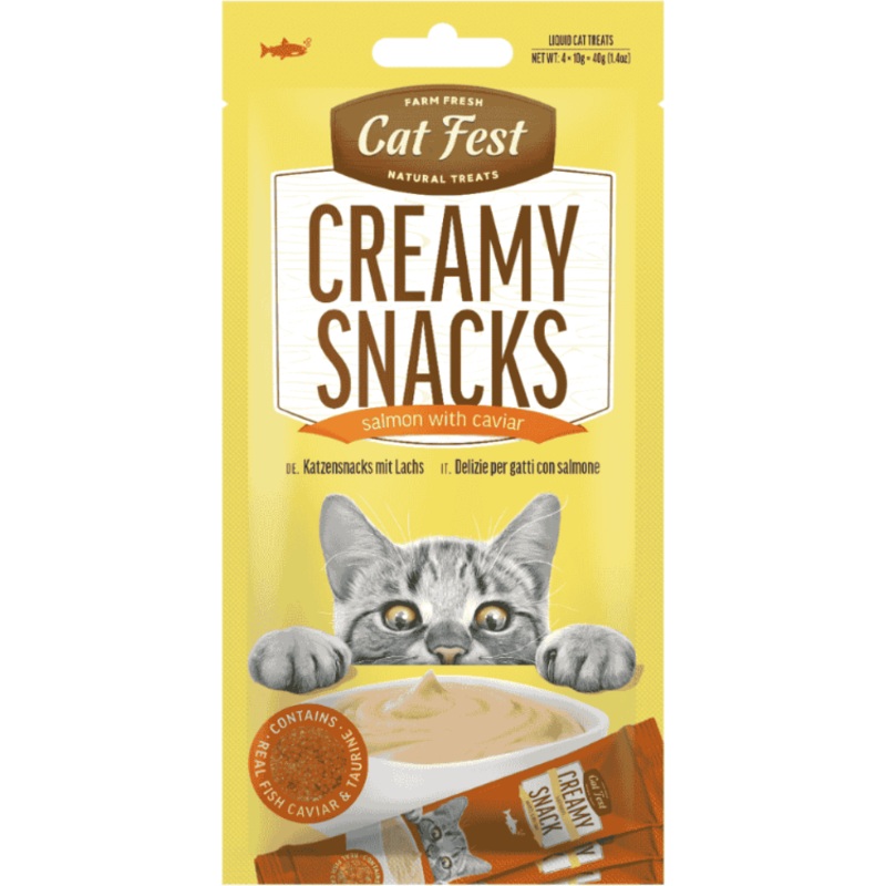Cat Fest Creamy Snacks with Salmon & Caviar 4x10gr