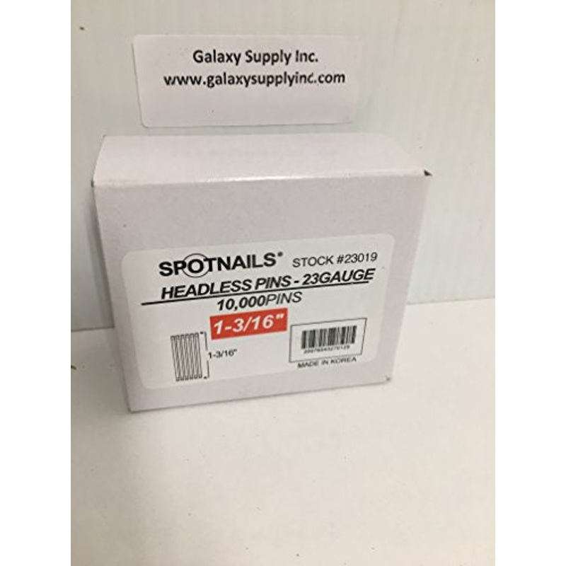 SPOTNAILS 23019 23 GAUGE 1-3/16″ PIN NAIL, 10000pcs/box. sold by 5 boxes.