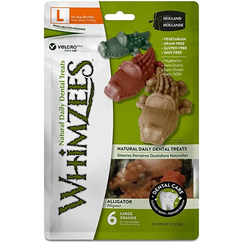 Whimzees Alligator Dog Dental Treats – Medium 12Pk