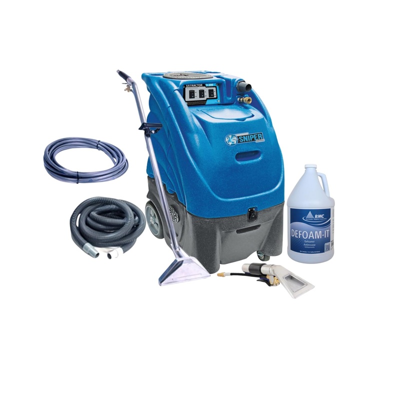 TTS Bundle: Sandia 80-2500 (Cold Unit) 3 Stage Vacuum Motor Extractor Plus 10-0762 12″ Duel Jet Wand,10-0993 25′ Hose,10-1364 25′ Solution Line,10-2820 4″ Upholstery Tool & Gallon RMC DeFoamIT