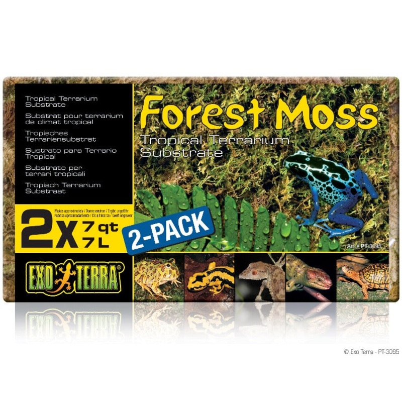 Exo Terra Forest Plume Moss 2 x 7 qt Brick, Tropical Terrarium Substrate