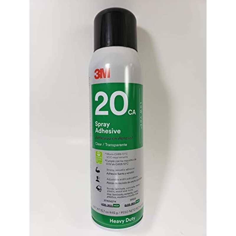 3M Heavy Duty 20CA Low VOC Spray Adhesive, Clear, Net Wt 15.7 oz, 12/case