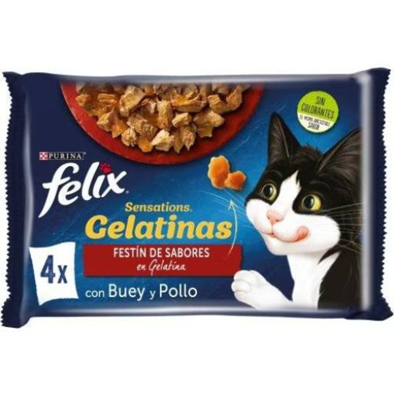 Felix Sensations Mix Beef with Tomato, Chicken with Carrots in Jelly 4x85gr