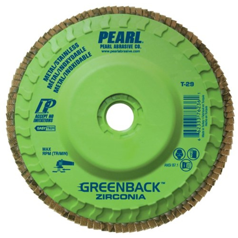 Pearl GREENBACK 5″ x 5/8″-11Trimmable Zirconia Flap Disc – 40 GRIT (Pack of 10)