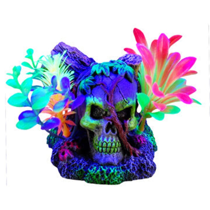Marina iGlo Ornament – Skull with Vines and Plants (4.5 in)