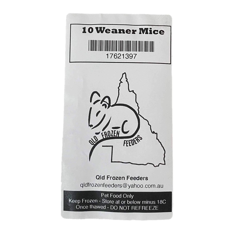Frozen Feeder Mice – Weaner  – 10 Pack – Frozen Food – In store Pick Up Only