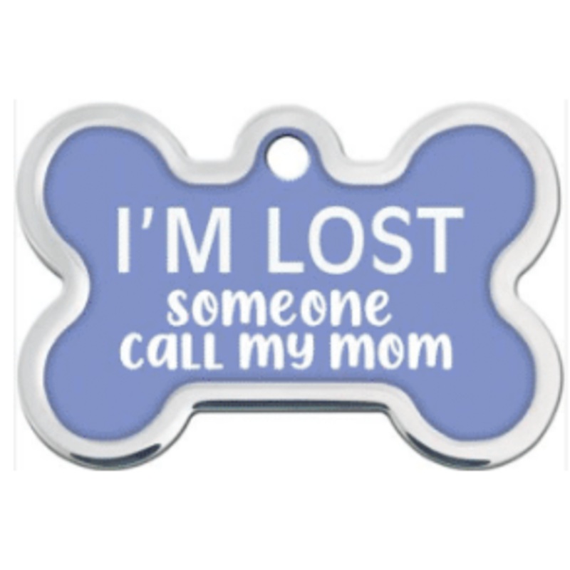“I’m Lost, Call my Mom” Bone Dog Tag 3.8X2.4cm