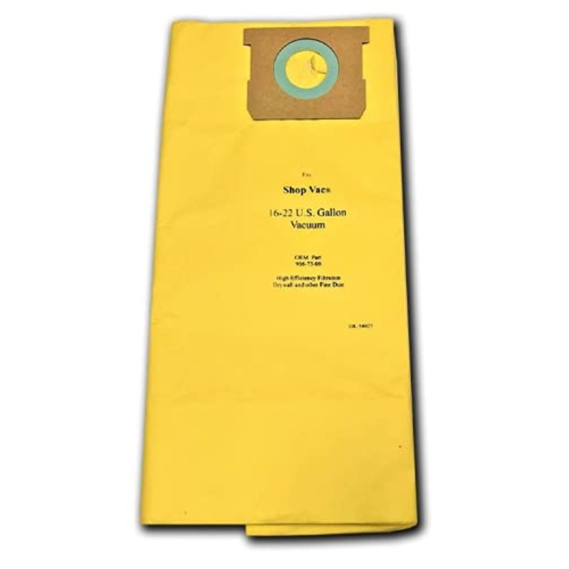 Green Klean MicroPlus For Shop Vac 906-73-00 16-22 Gallon High Efficiency 540-25 Replacement Paper Filter Bag For Drywall Dust Pack of 10