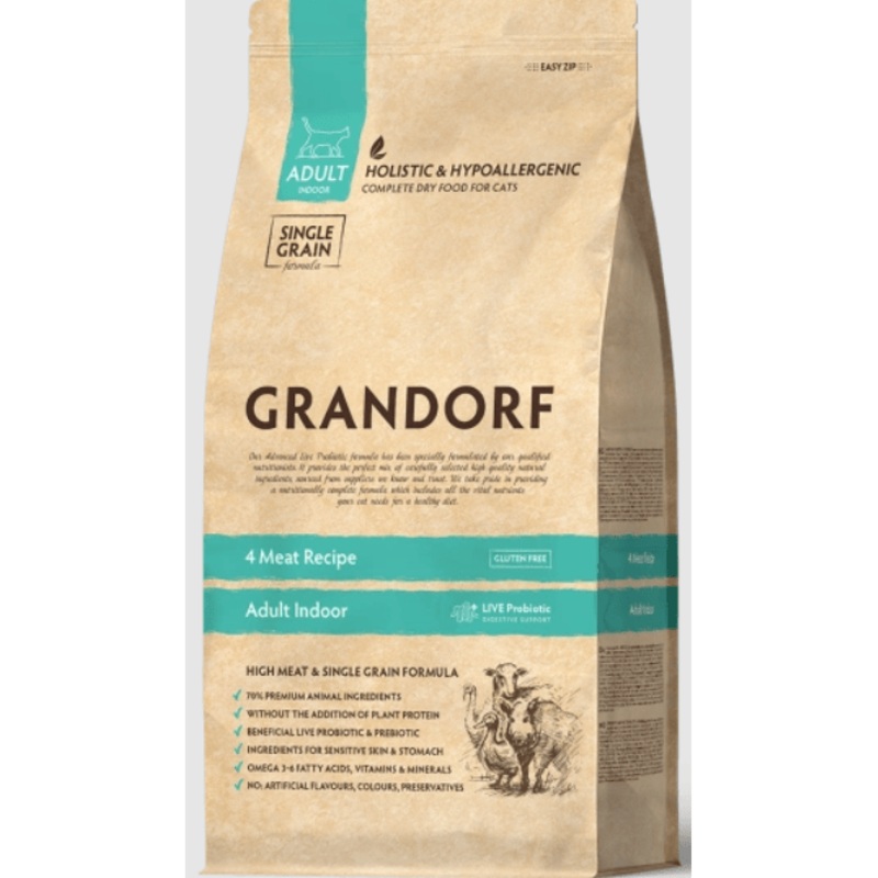 Grandorf Adult Cat Indoor 4 Meat Recipe 2kg