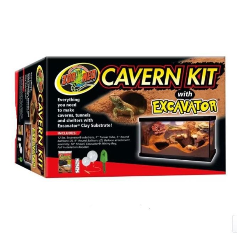 Zoo Med Cavern Kit with Excavator Clay Burrowing Substrate