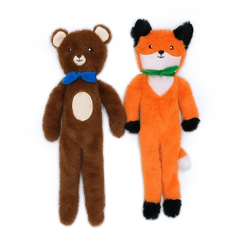 Zippy Paws – Fluffy Peltz Plush Squeaker Dog Toy Bear & Fox