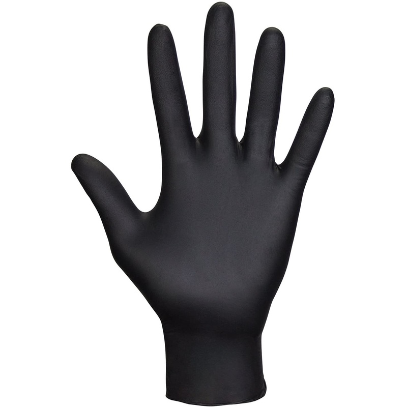 Black Nitrile Disposable Gloves SAS Safety 66519 Raven 6 mil Black Nitrile Disposable Gloves – XLarge (100 Gloves per Box)
