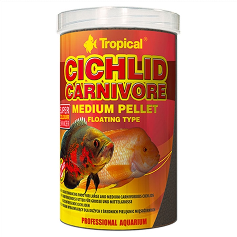 Tropical Cichlid Carnivore 1000ml 360g Medium 3mm Pellet Fish Food