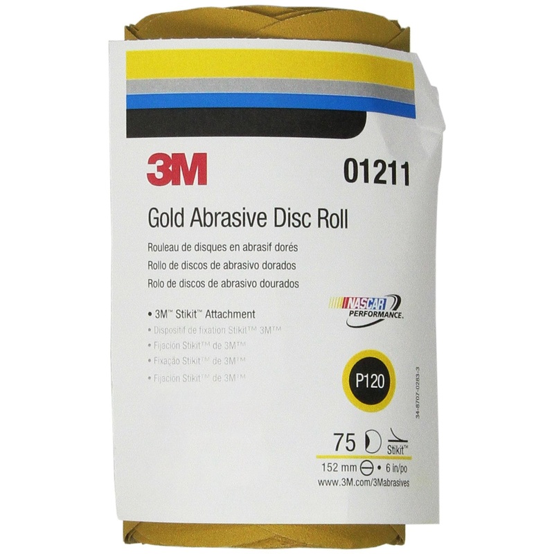 3M Stikit Gold Disc Roll 236U, 01211, 6 in, P120 Grade, 75 Discs Per Roll, Automoitve Abrasives