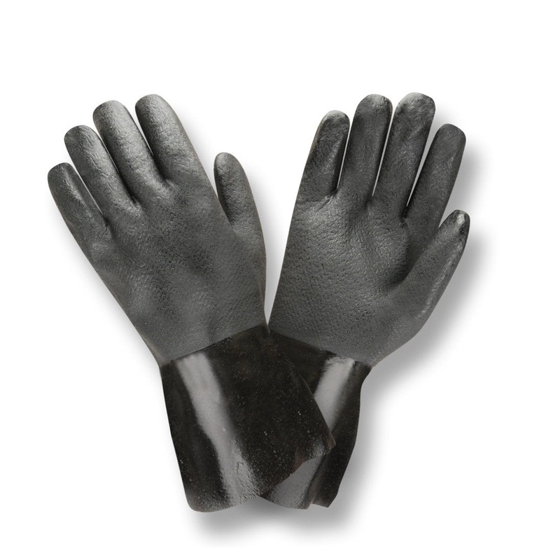 Cordova 5114I Black Double Dipped Gloves, Etched Grip, Interlock Lined, 14-Inch, Large, 12-Pack