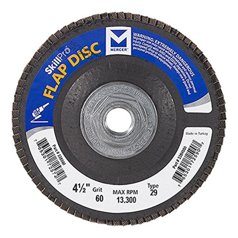 Mercer Industries 338H060-4-1/2″ x 5/8″-11 Type 29 SkillPro Zirconia Flap Discs, Grit 60 (10 Pack)