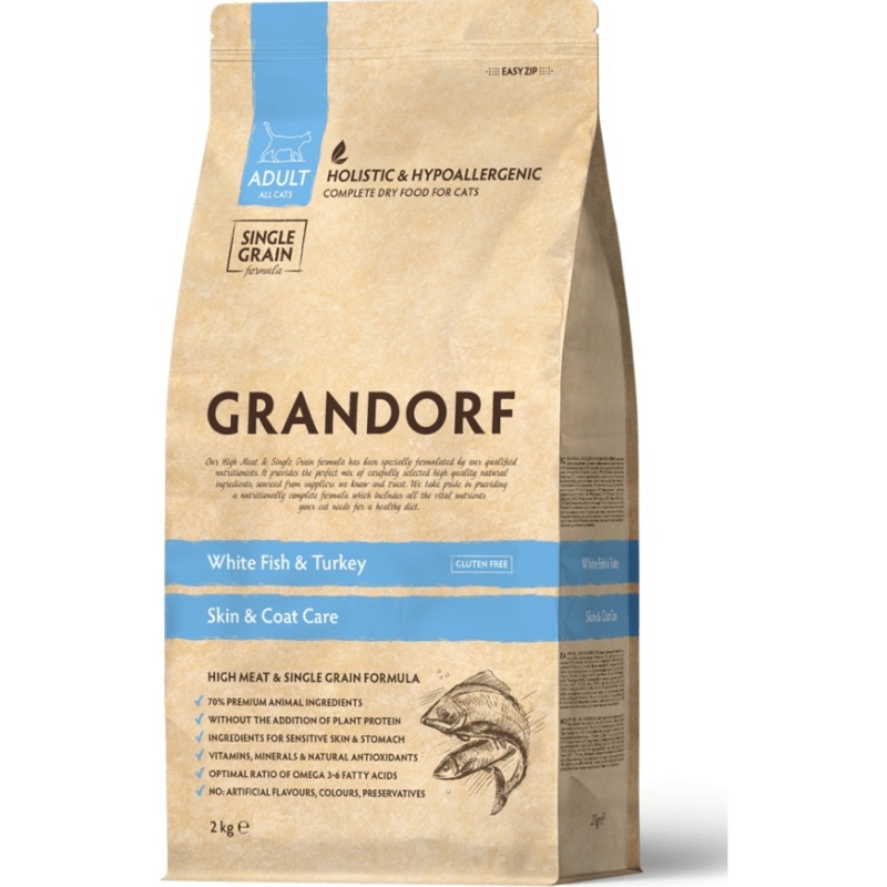 Grandorf Cat Adult Indoor White Fish & Turkey 2kg