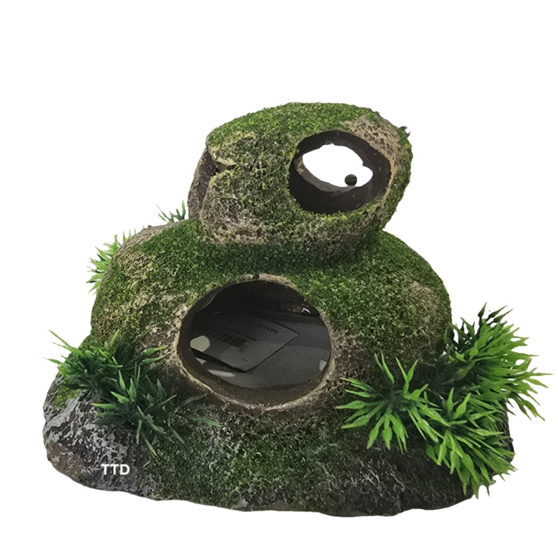 Aquatopia Double Round Rock with Moss Ornament