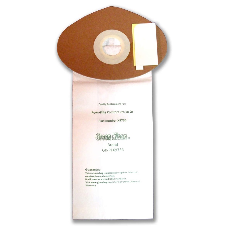 Green Klean GK-PFX9736-10 Qrt 10 qt. Powr Flite Comfort Pro Backpack Closed Collar Replacement Vacuum Bags – Pack of 100