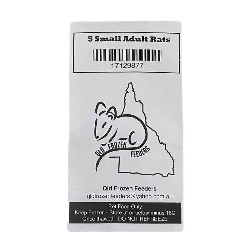 Frozen Feeder Rat – Small Adult – 5 Pack – Frozen Food – In store Pick Up Only