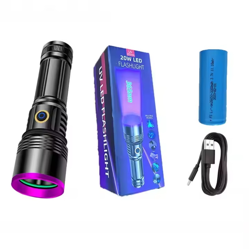 20W 365nm UV Flashlight Portable Professional Ultraviolet Black Light LED Light for Pet Urine Detection