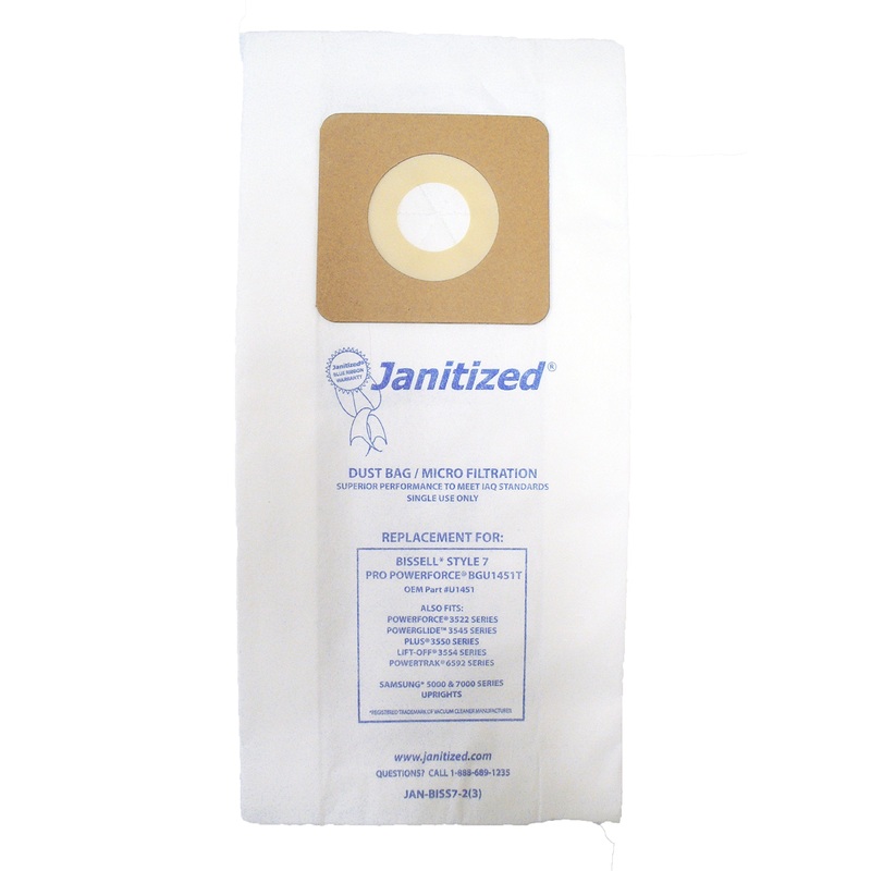 Janitized JAN-BISS7-2(3) Premium Replacement Commercial Vacuum Paper Bag for Bissell Pro Powerforce BGU1451T, Bissell 7 Vacuum Cleaners, OEM#U1451 (Pack of 36)