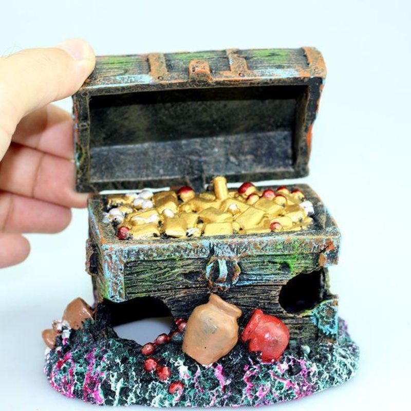 WR19057 Treasure Chest Aquarium Decoration 11.5x9x8.5cm