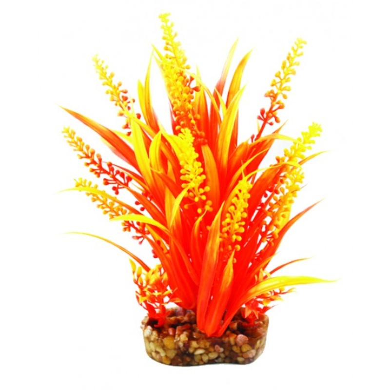 Aqua One Plastic Plant Orange Cabomba withGravel Base Medium