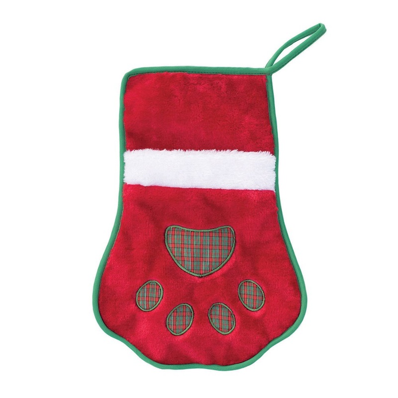 Zippy Paws Holiday Stocking Red Paw 35 x 25cm
