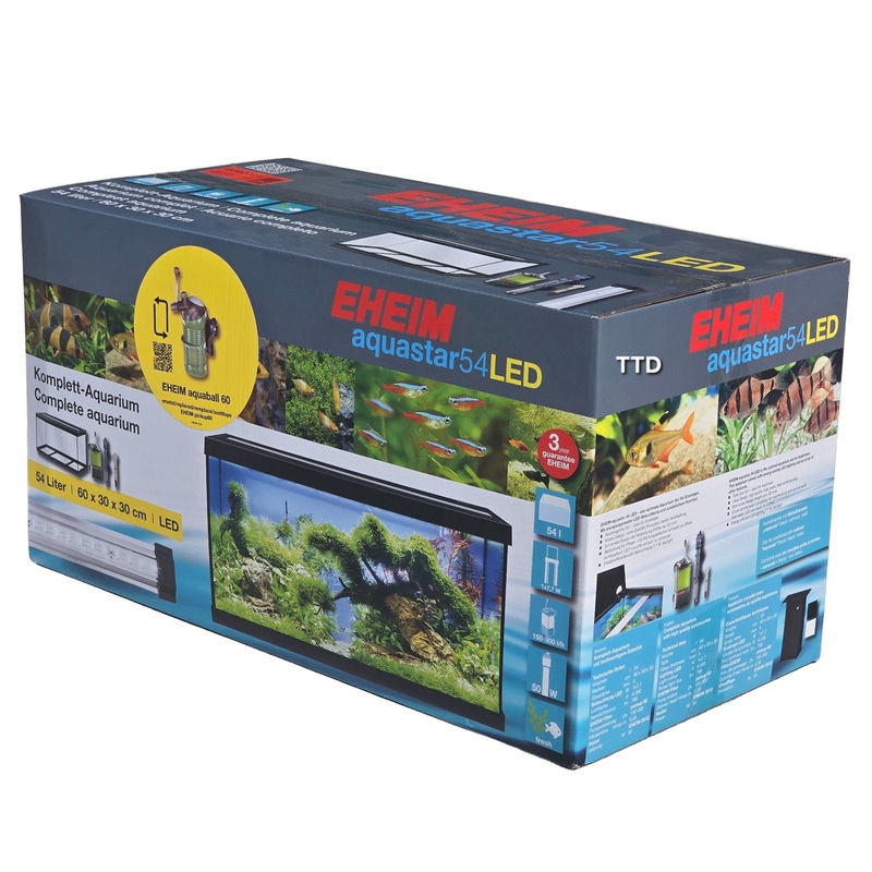 Eheim Aquastar 54 LED Aquarium (Black) 54L Starter Kit – 60 x 30 x 30 cm**