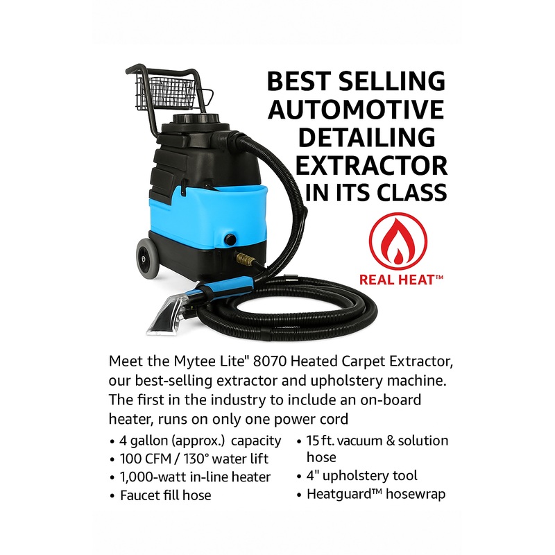 Mytee 8070 Cleaning Bundle Heated Carpet Extractor & Auto Detailer w/ 15′ Hose & 4″ Tool – 4 Gallons + FREE RMC 1 Gallon DeFoam IT