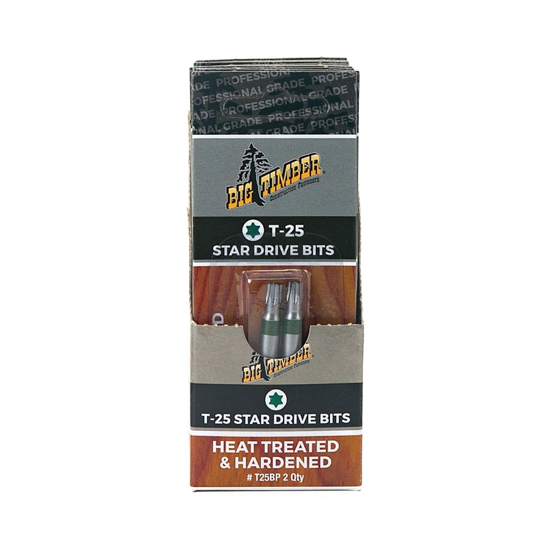 Big Timber T25MP # T-25 Drive Genuine Torx Power Bits Blister pack,(12 per Box)