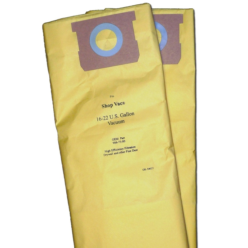 Green Klean Shop-Vac High Efficiency 540-25 Replacement Paper Filter Bag, 16 to 22-Gallon