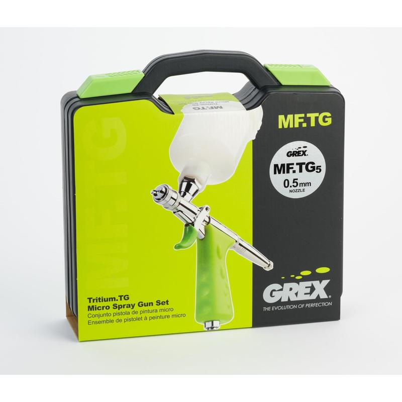 Grex MF.TG5 Micro Spray Gun Set – Tritium.TG5, Top Fed, 0.5mm Nozzle w/Fan Spray Cap